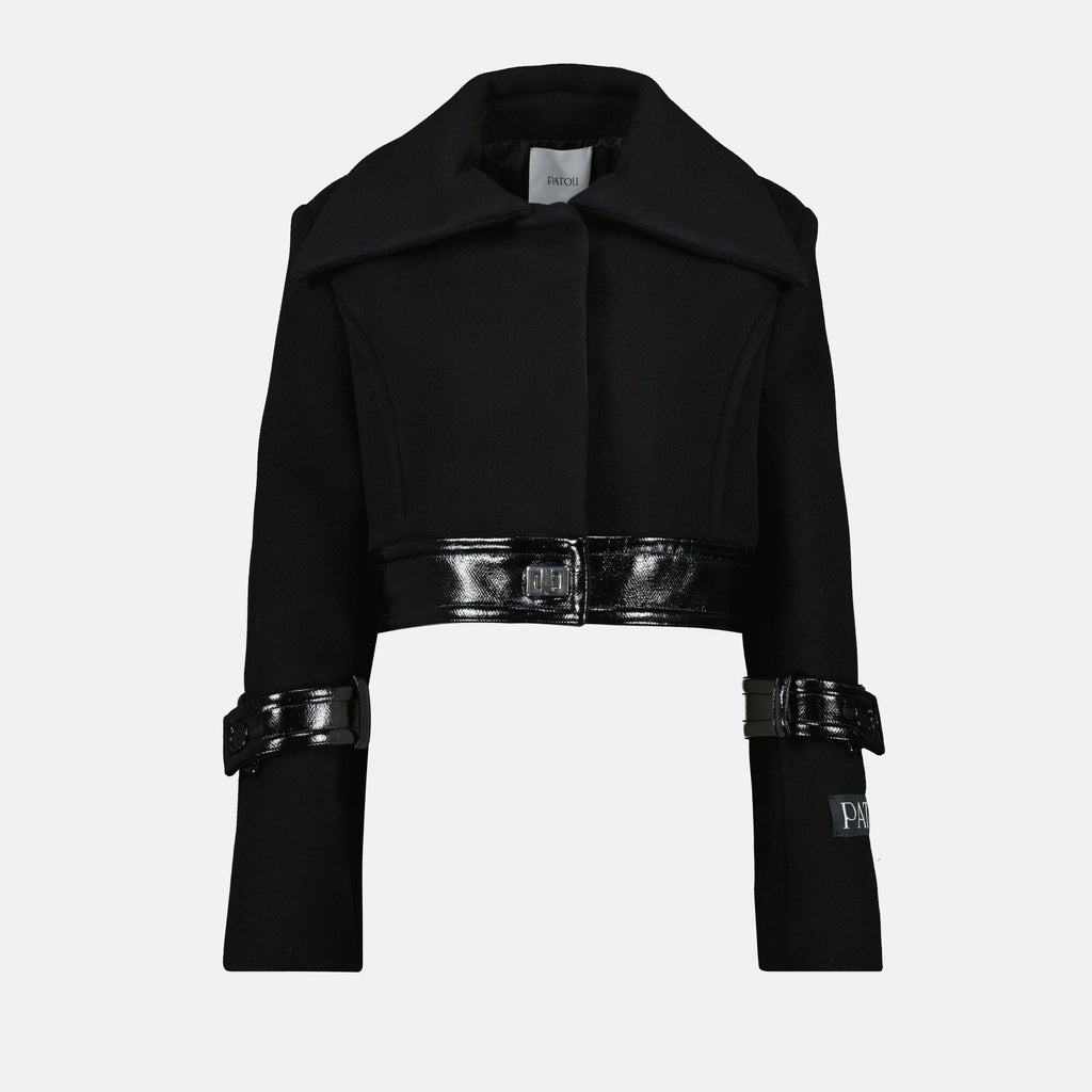 black wool jacket, Patou jacket, Autumn Winter 2025, classic collar jacket, short jacket