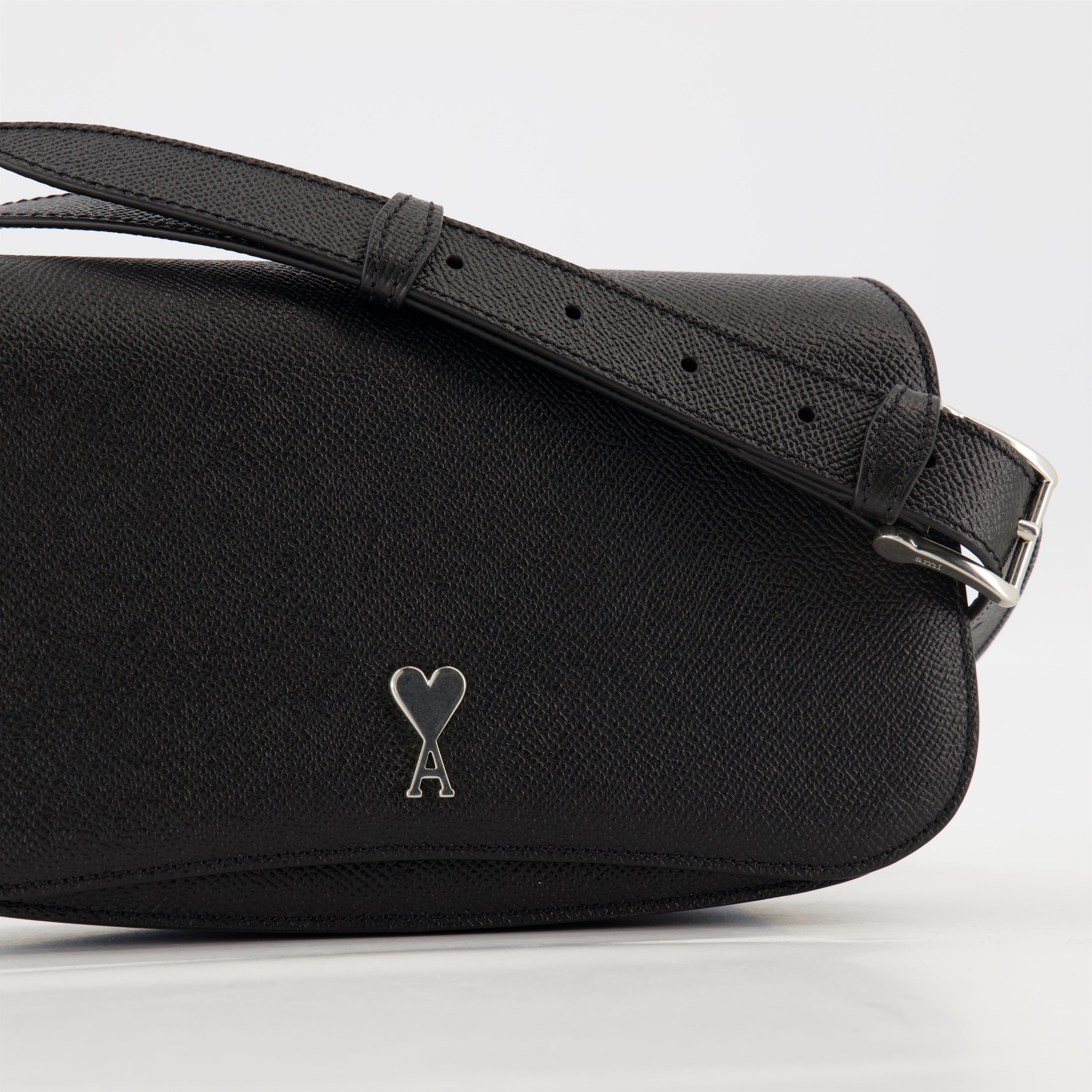 belt bag, grained leather, AMI Paris, adjustable strap, unisex accessory