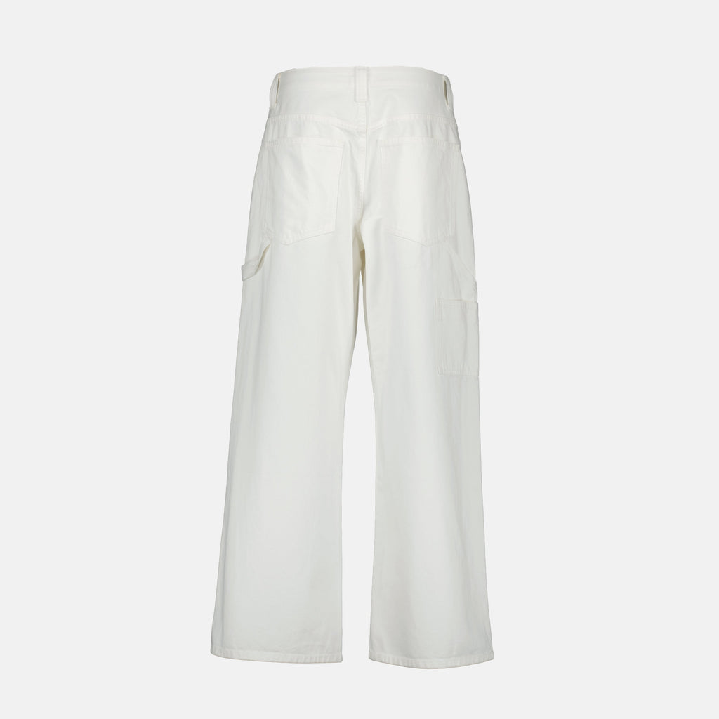 Khaite Sowen jeans, white wide-leg jeans, chic denim, five-pocket design, comfortable stylish jeans