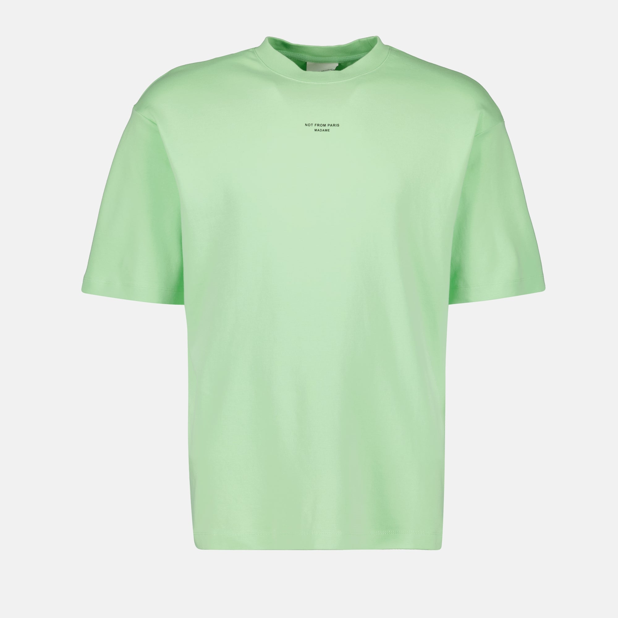 classic T-shirt, Drôle De Monsieur, jersey cotton T-shirt, light green T-shirt, embroidered logo tee