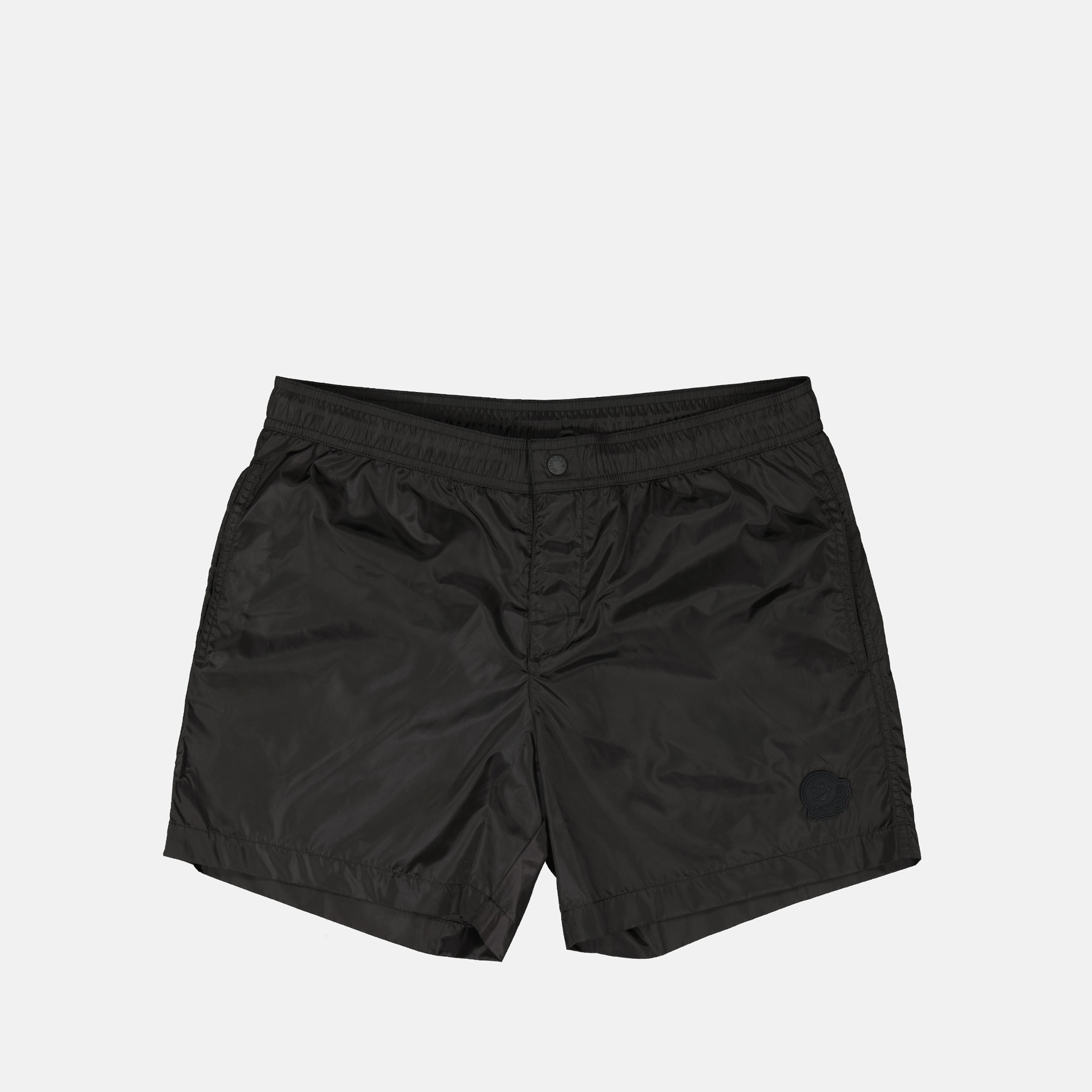 swim shorts, Moncler x Ben Ganz, black swimwear, nylon shorts, men's swimwear