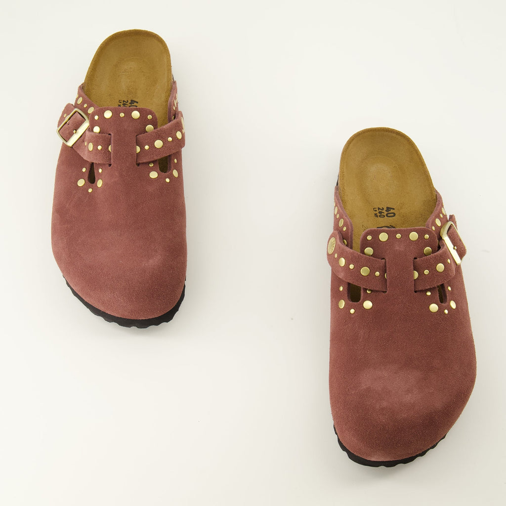 Boston Pink Suede Leather Mules