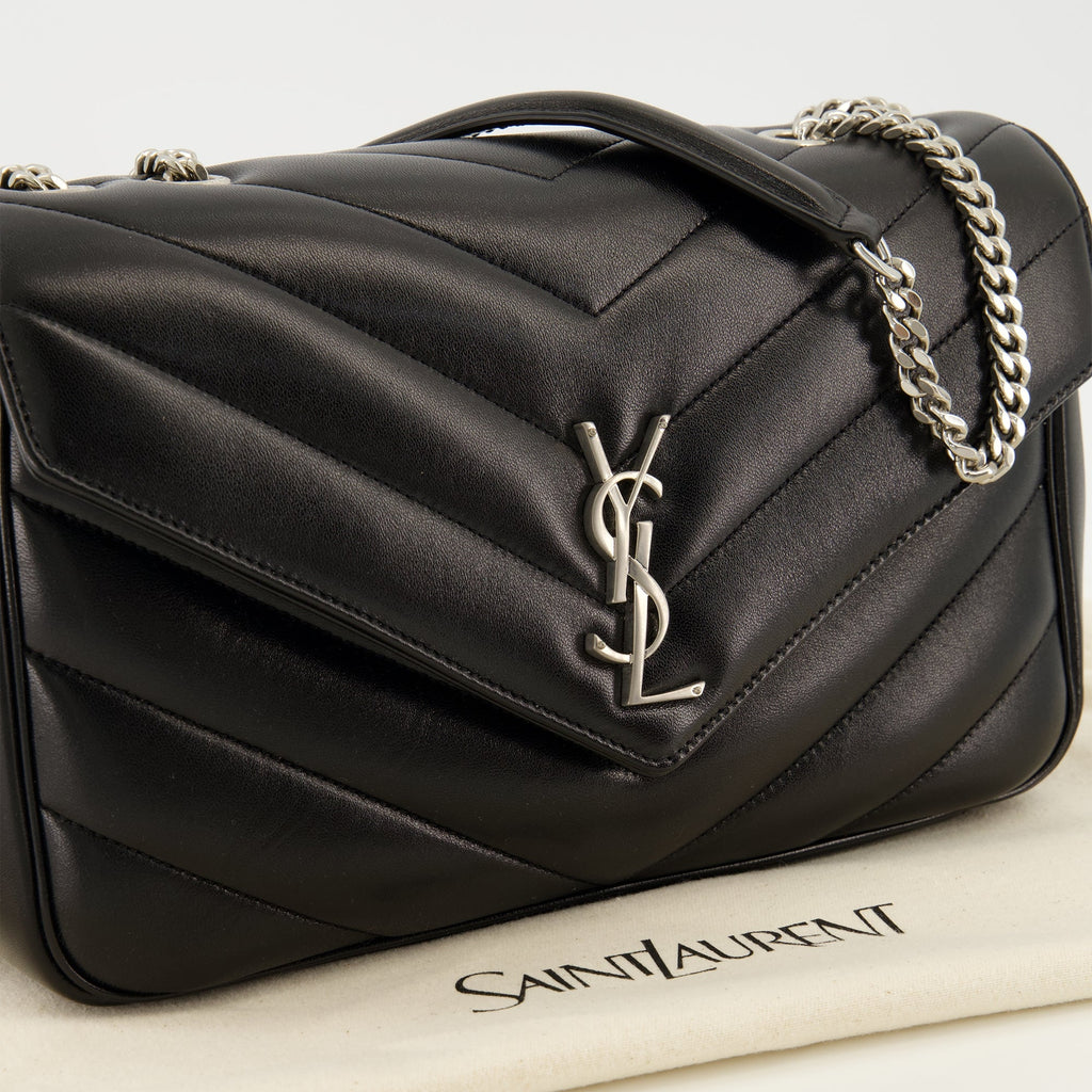 Loulou Medium ブラックレザー ショルダーバッグ