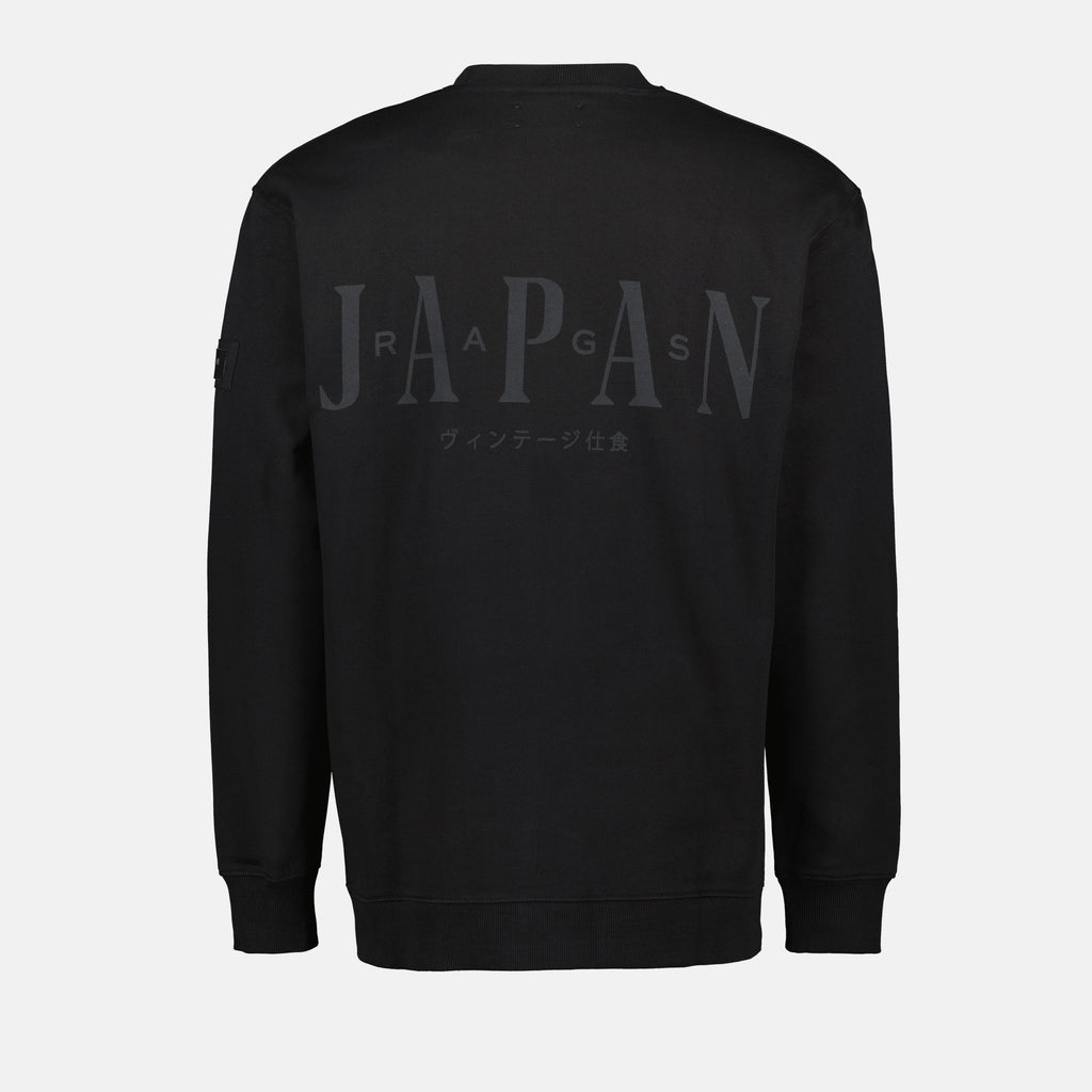 Black Yoko Sweatshirt, Crewneck Sweatshirt, Cotton Blend Sweatshirt, Designer Sweatshirt, Japan Rag Collection