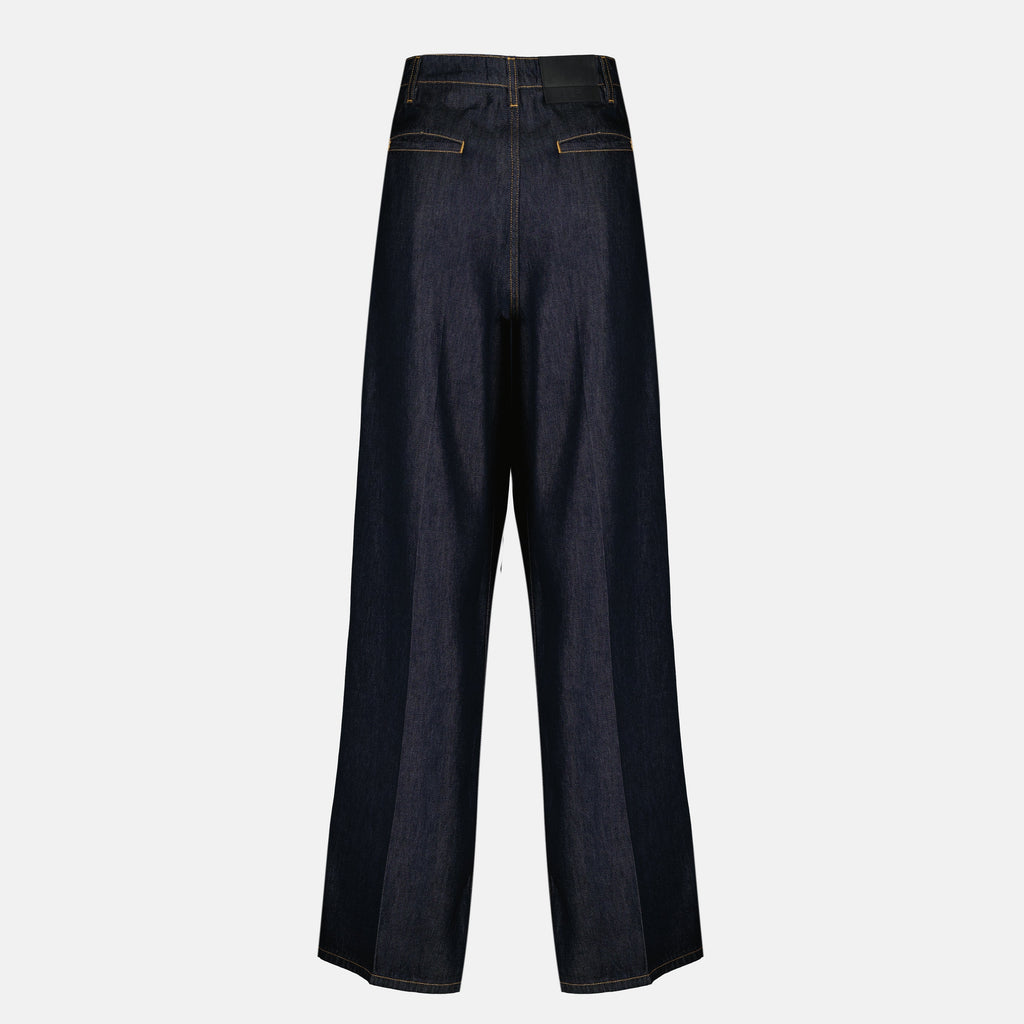 Wide Satin Denim Pants