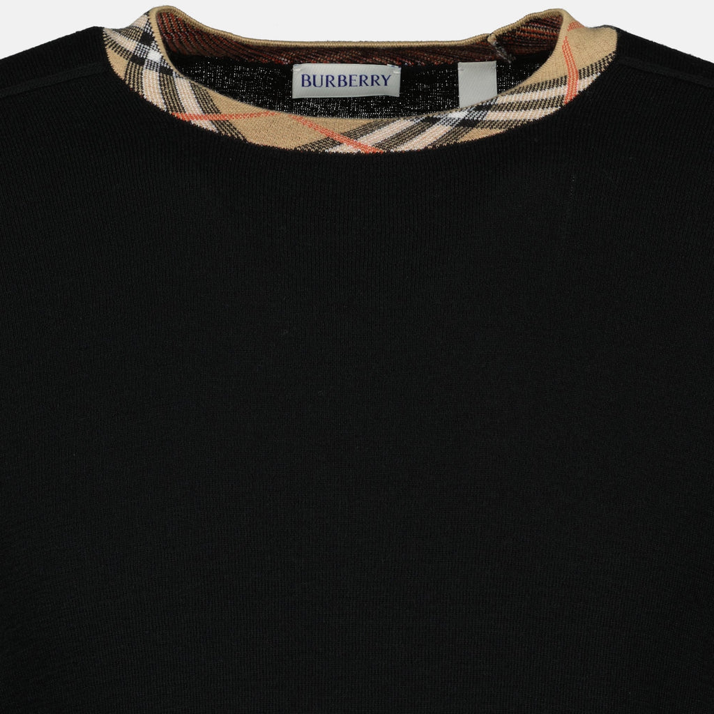 Burberry sweater, check wool sweater, men's knitwear, designer pullover, luxury fashion