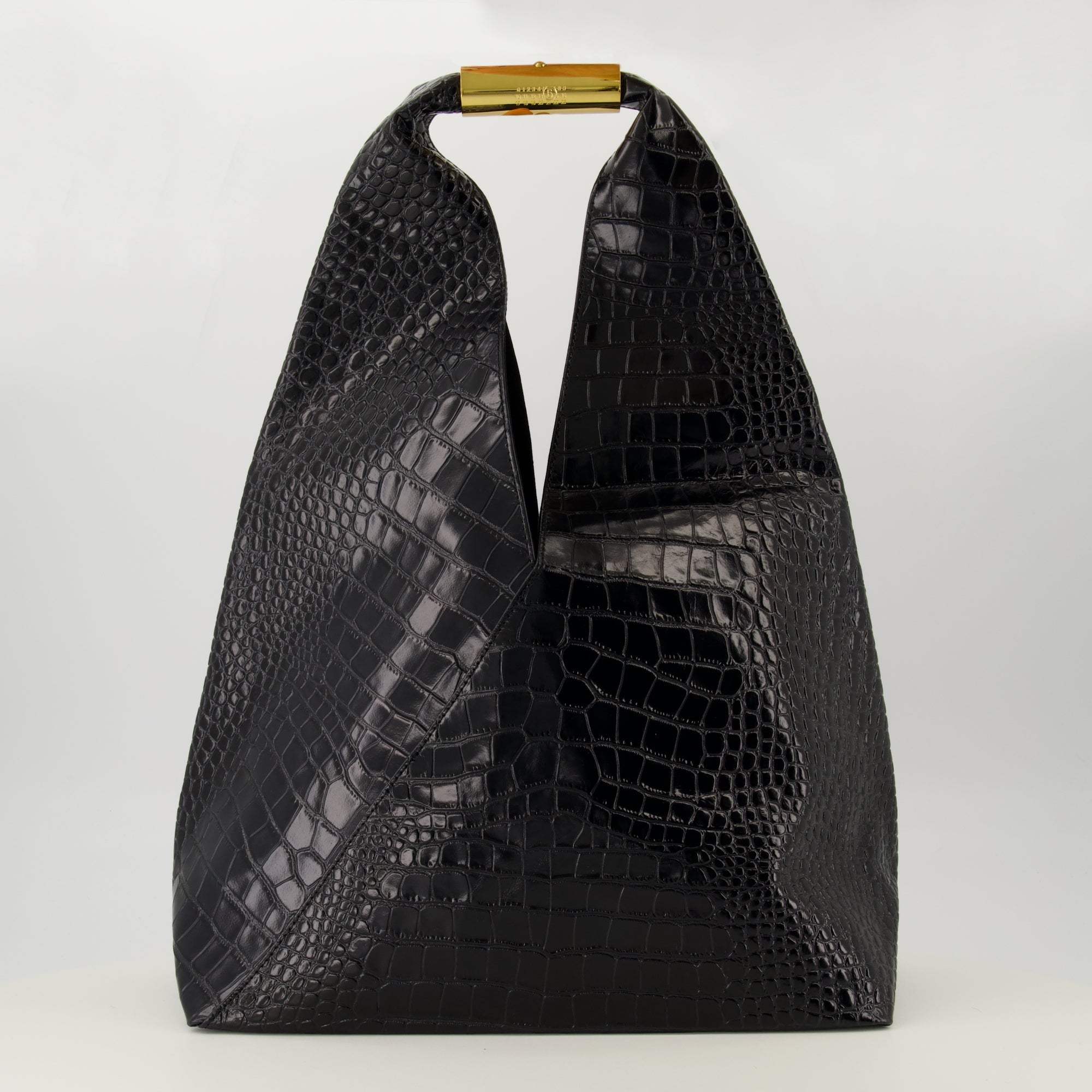 crocodile print bag, Mm6 bag, medium bag, patent leather bag, fashion accessories