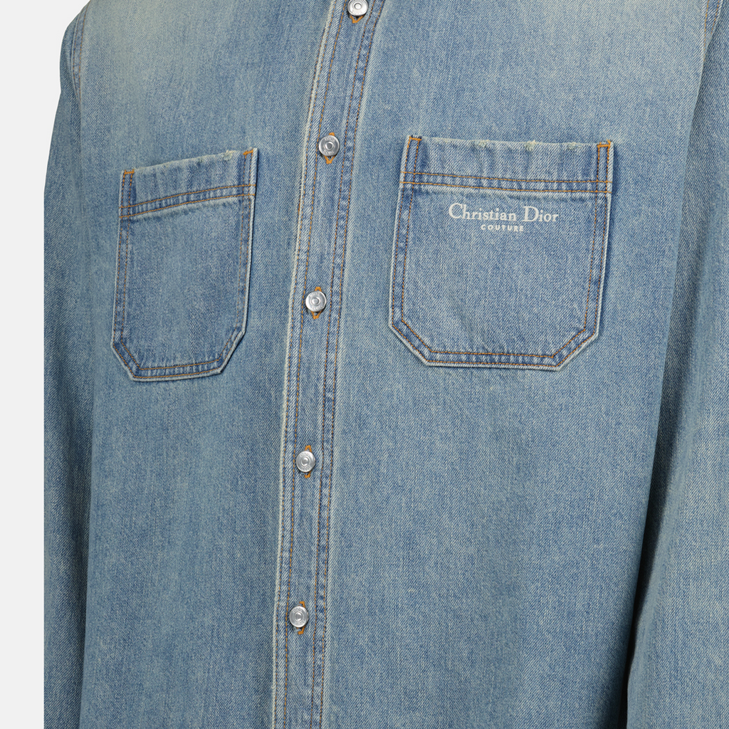 남성용 디올 자수 데님 재킷 이미지 - 시즌 봄-여름 2025 - 세부 보기 1