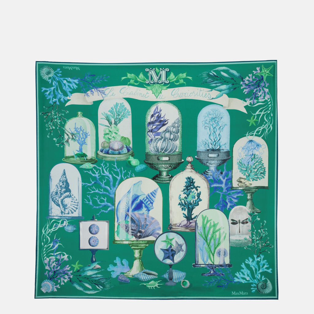 Printed Beige Silk Twill Scarf
