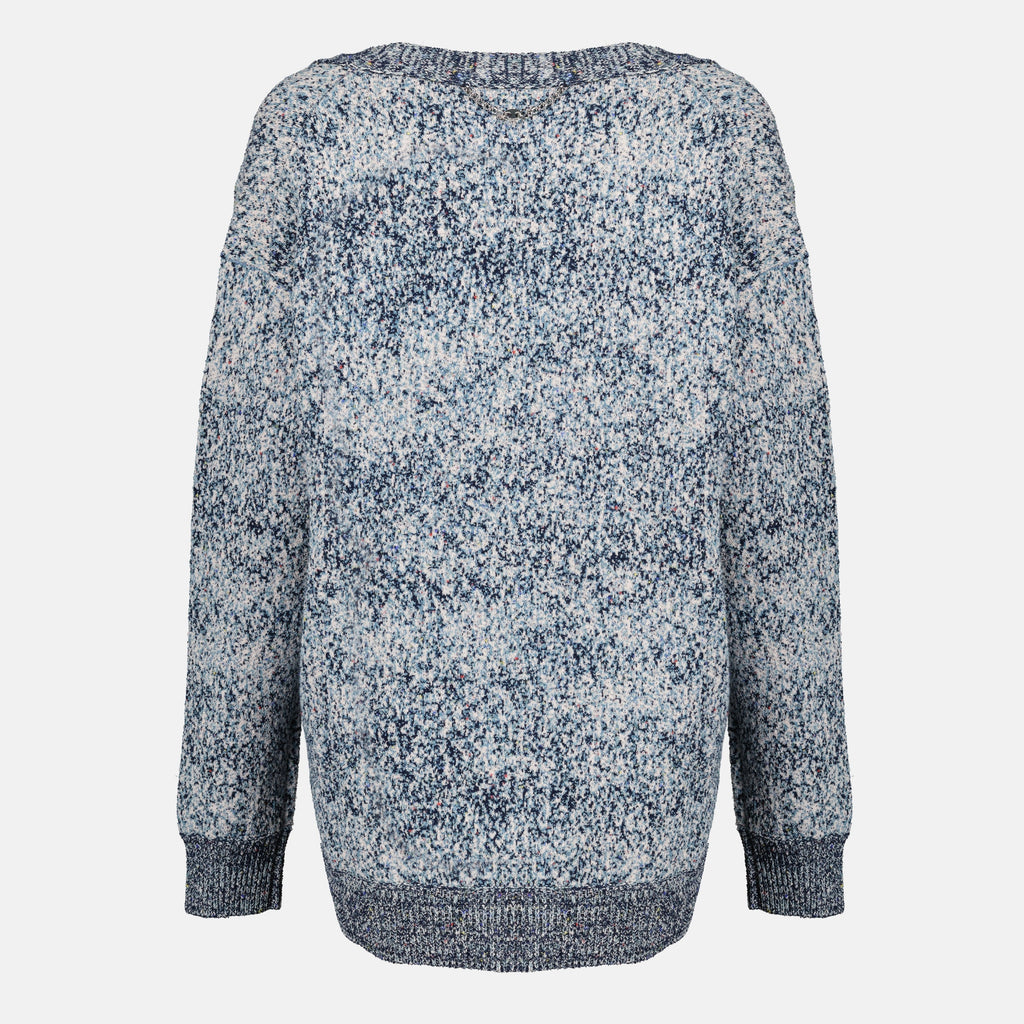 Tweed Effekt Blauer Cardigan