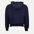 ネイビーのジップアップスウェットシャツ