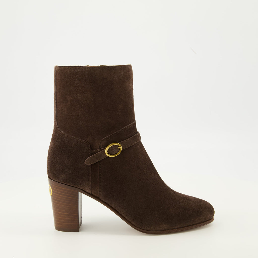 Pattie ankle boots, Valentino Garavani, brown boots, leather footwear, VLogo Signature