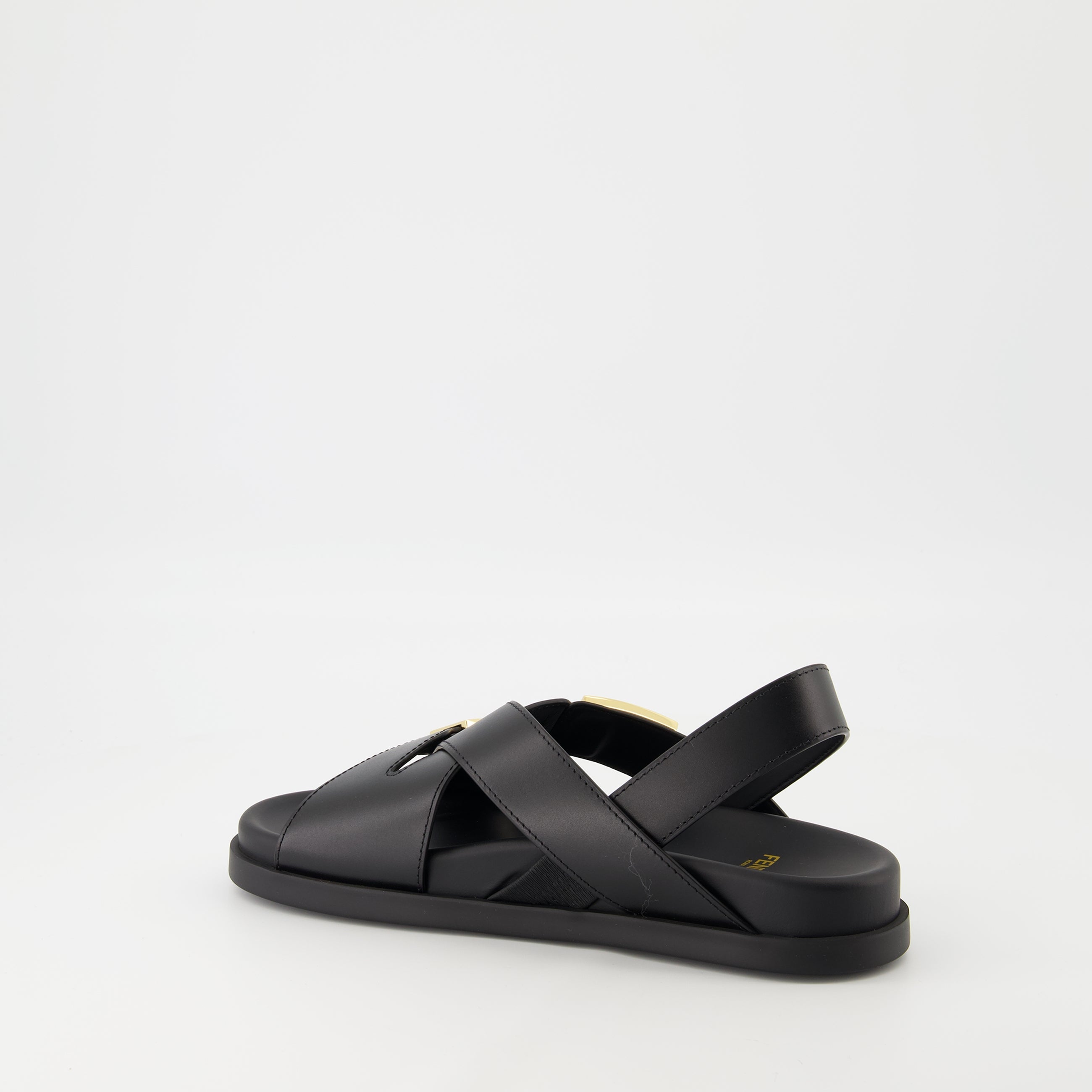 Fendi sandals, Fendi footwear, black sandals, adjustable straps, luxury sandals