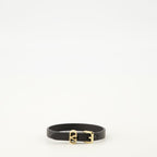 Immagine del bracciale in pelle nera Vlogo di Valentino Garavani per donne - Stagione Autunno-Inverno 2025 - Vista frontale