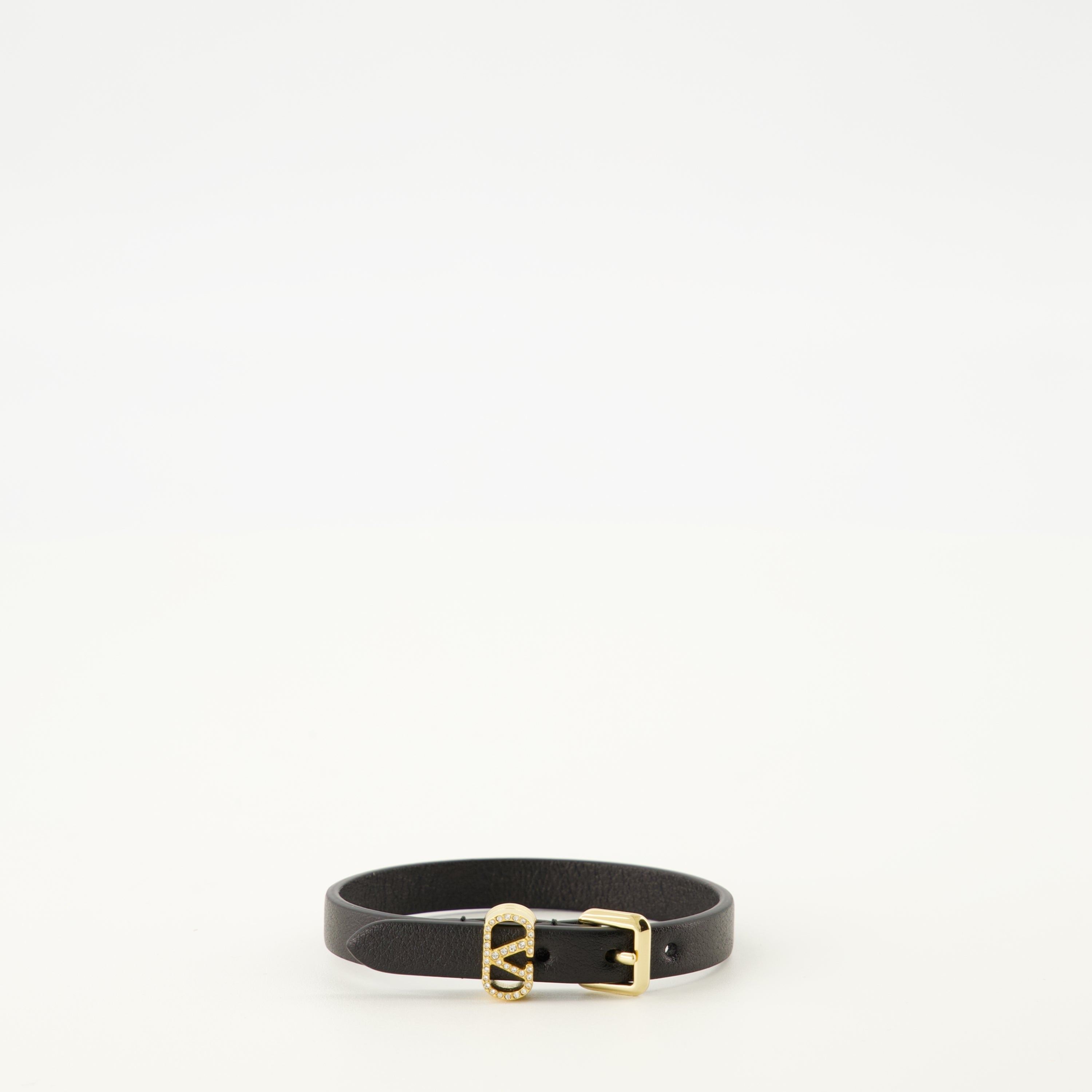 black leather bracelet, Valentino accessory, Vlogo design, Autumn-Winter collection, calfskin jewelry