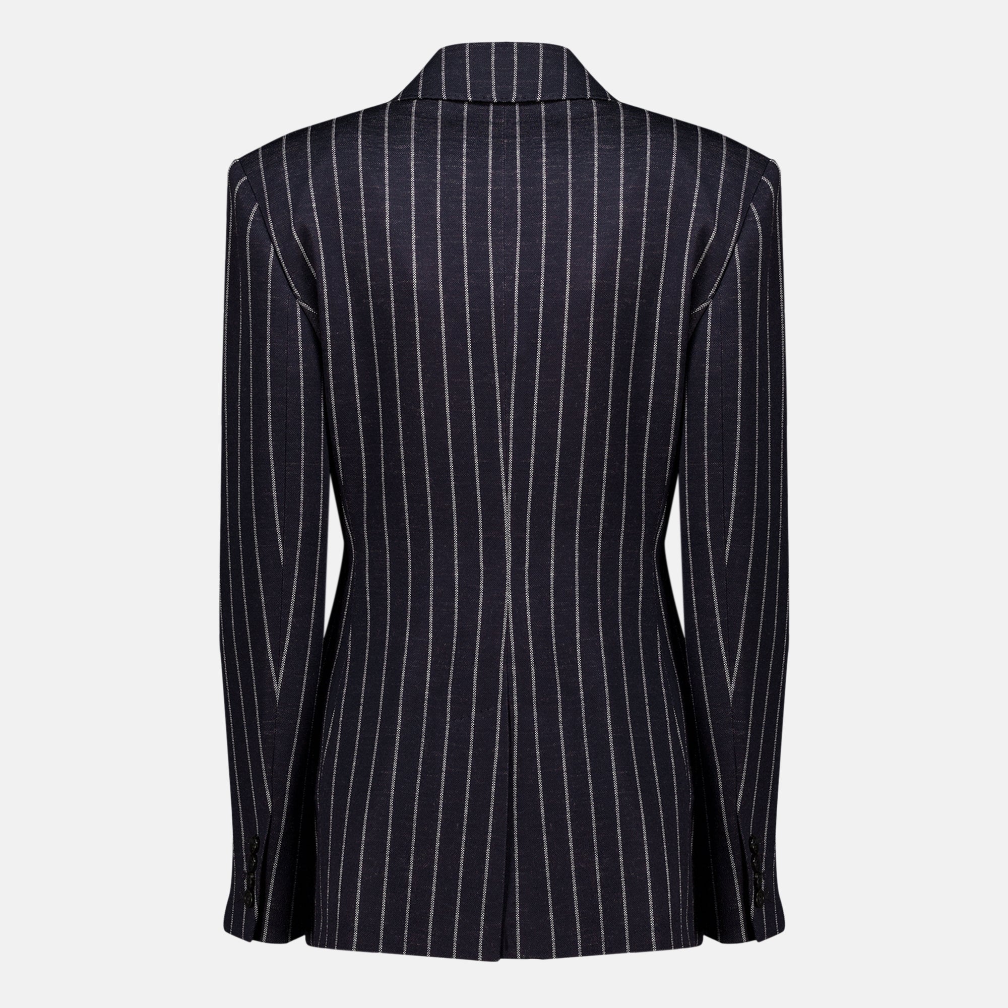 Navy Striped Wool Blazer