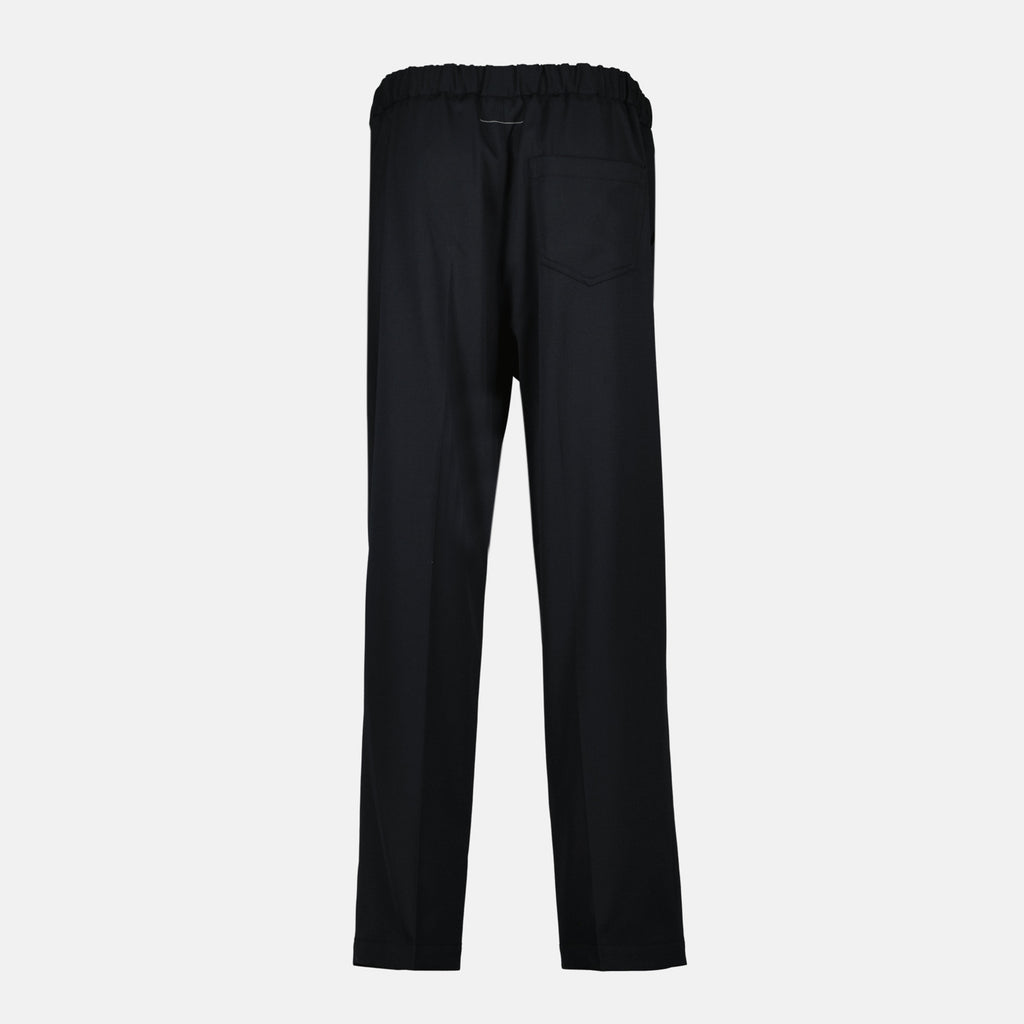 black wool trousers, Mm6 trousers, Autumn-Winter collection, straight cut trousers, women's wool pants