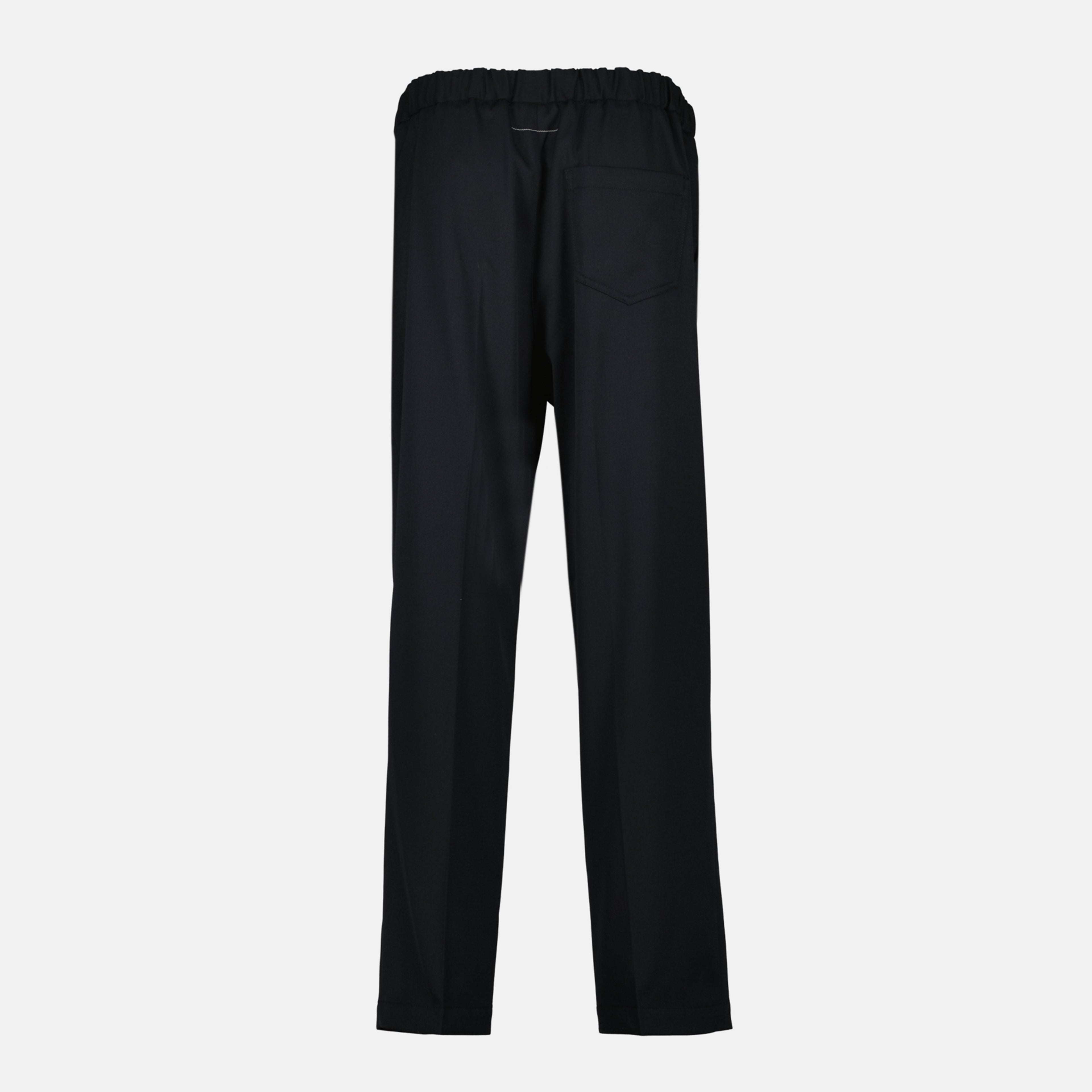 black wool trousers, Mm6 trousers, Autumn-Winter collection, straight cut trousers, women's wool pants