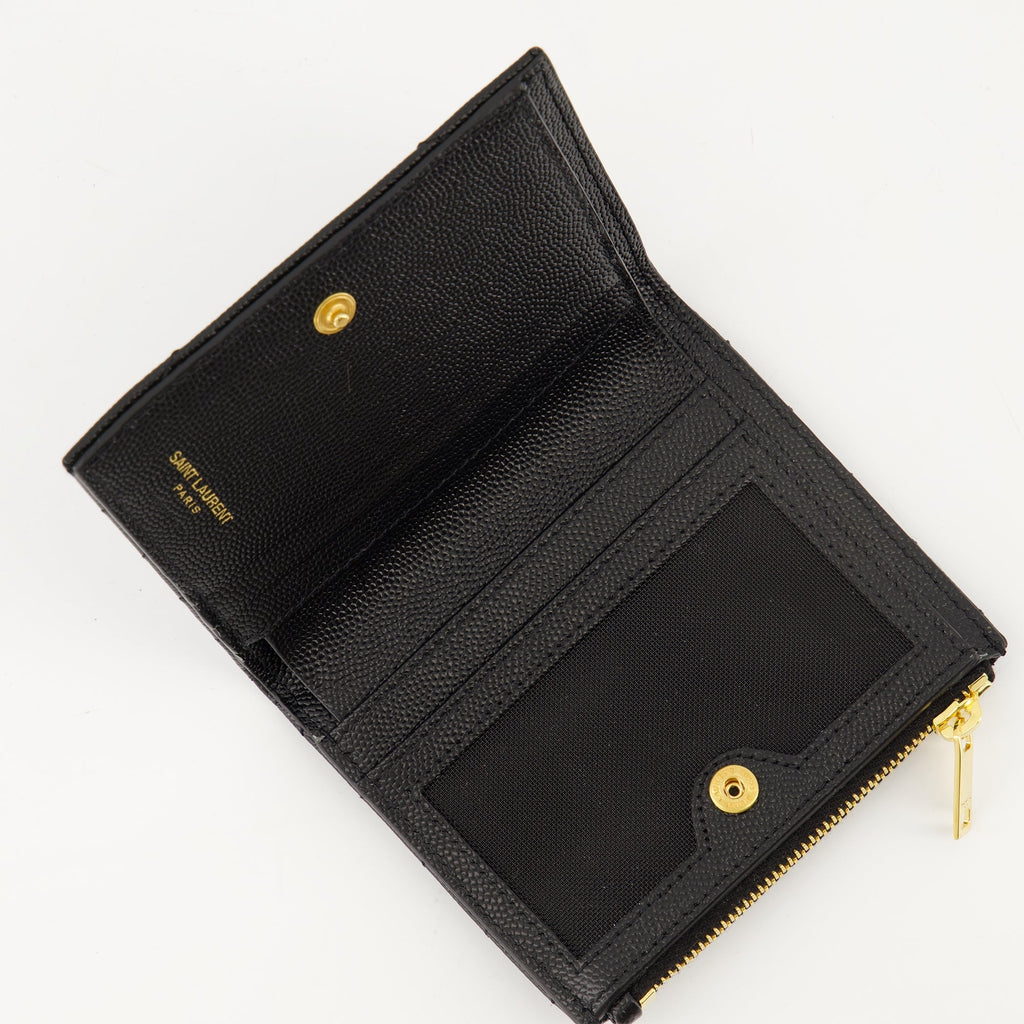 Saint Laurent wallet, grain leather wallet, Cassandre Noir Wallet, luxury accessories, designer wallets