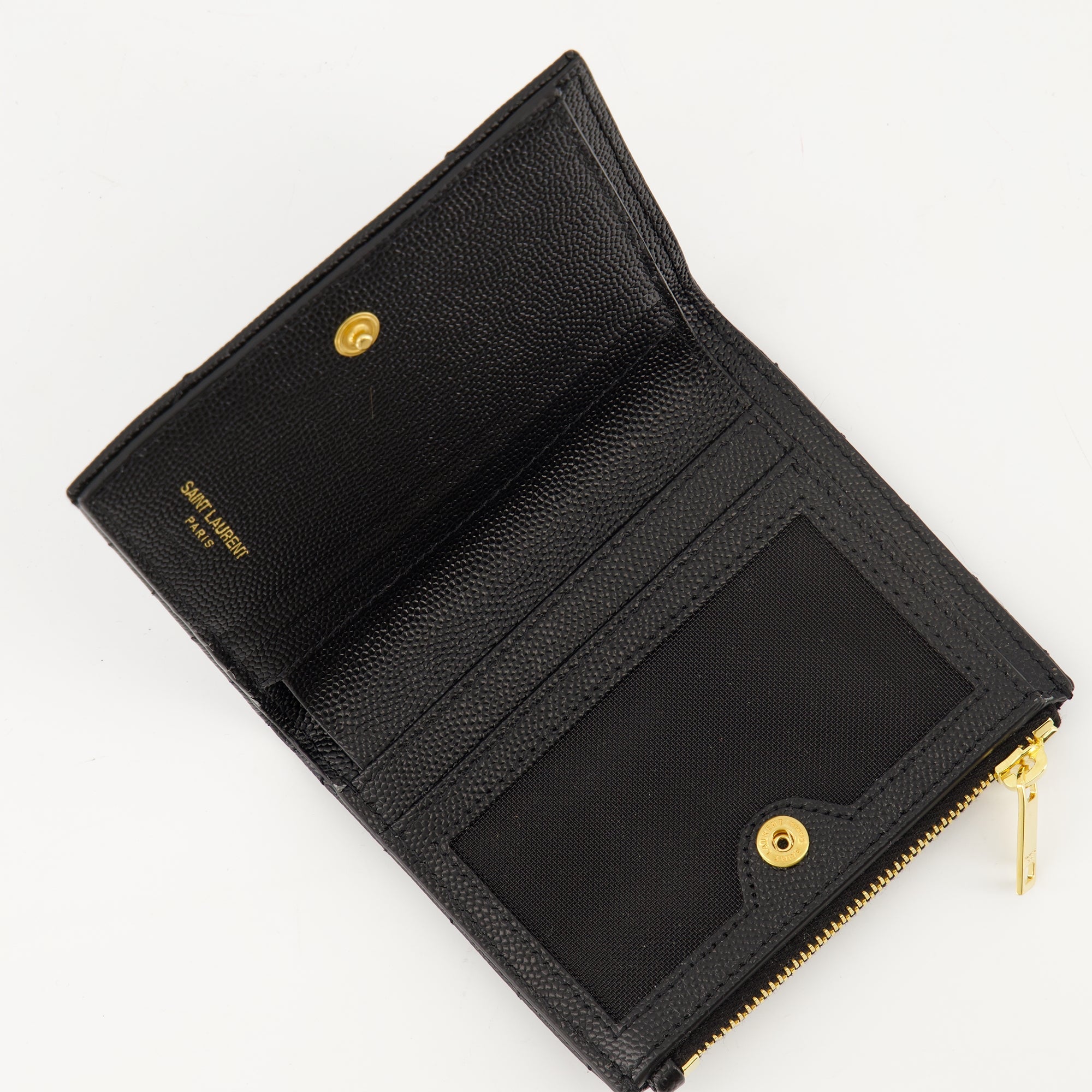 Saint Laurent wallet, grain leather wallet, Cassandre Noir Wallet, luxury accessories, designer wallets