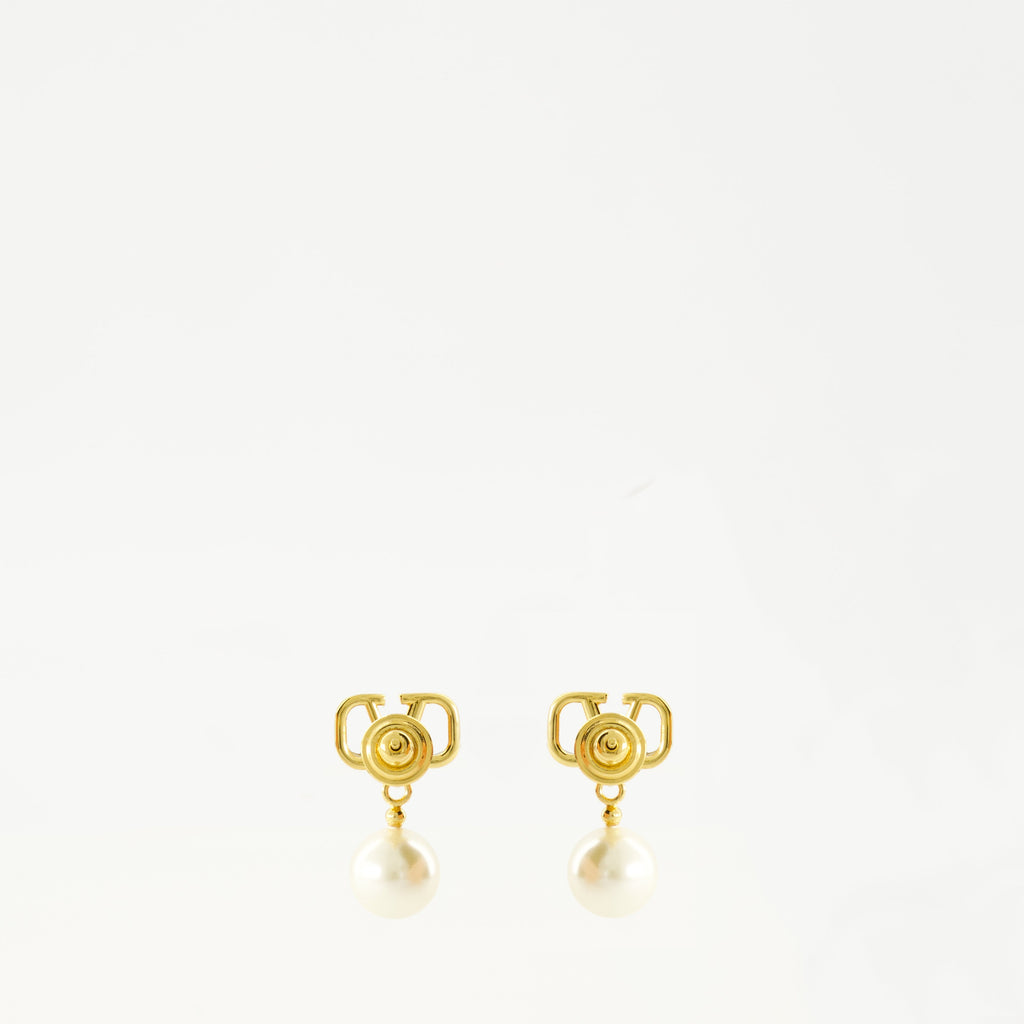 VLogo earrings, Valentino jewelry, pearl drop earrings, luxury accessories, chic earrings
