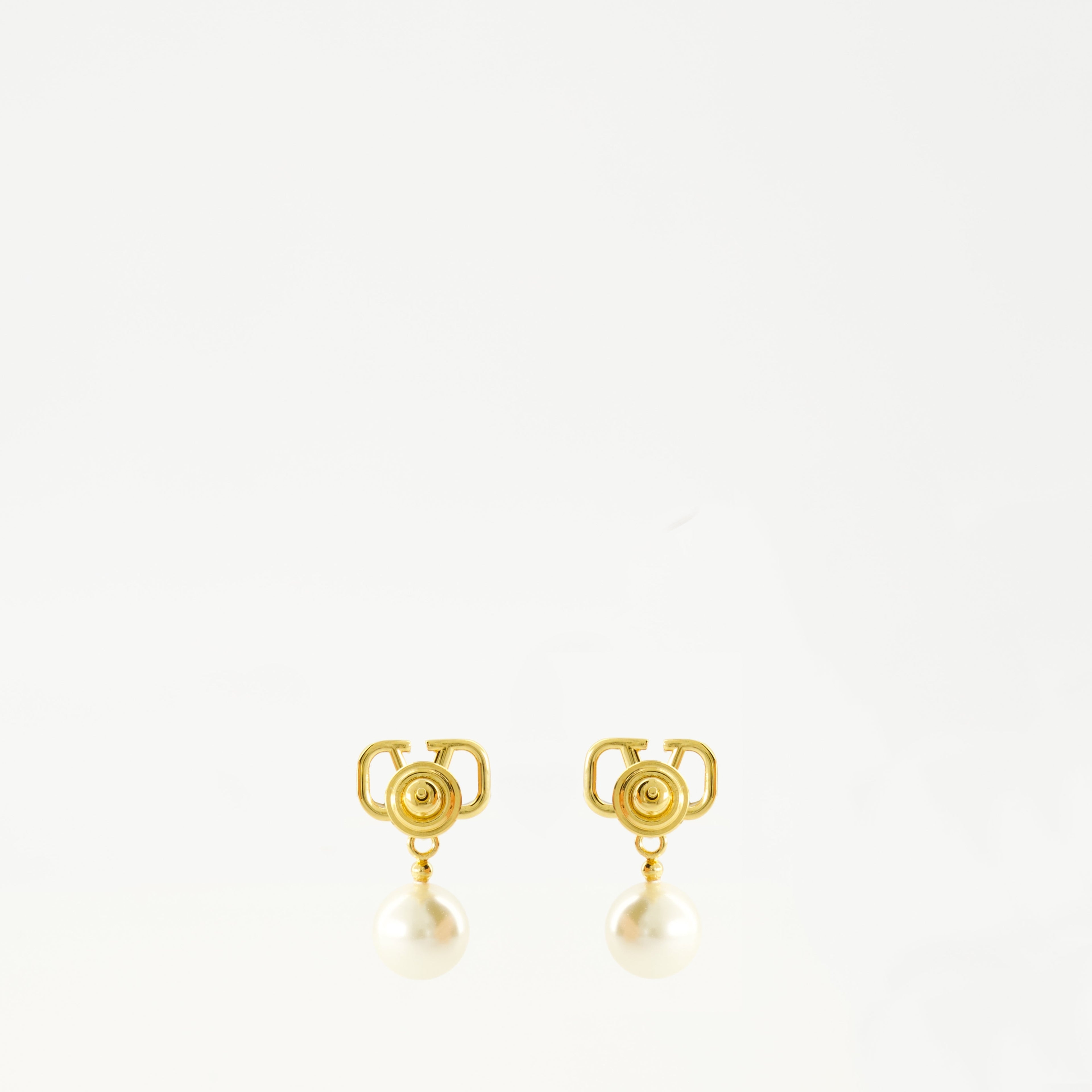 VLogo earrings, Valentino jewelry, pearl drop earrings, luxury accessories, chic earrings