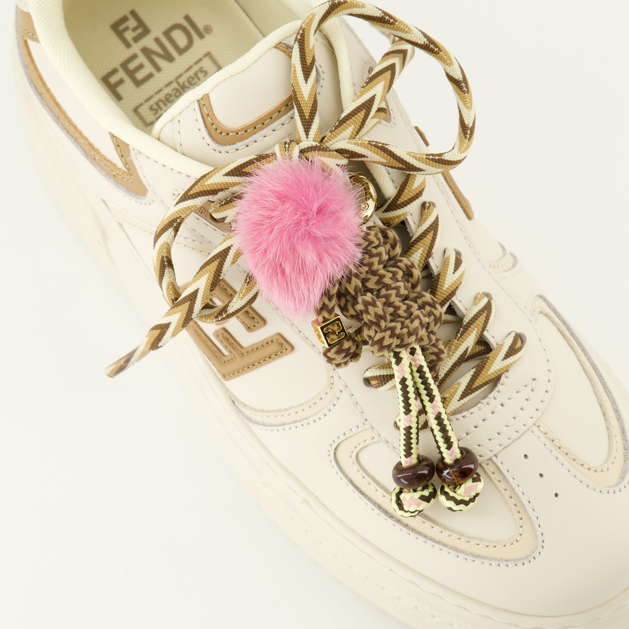 Fendi sneakers, platform sneakers, beige sneakers, calf leather footwear, non-slip sneakers