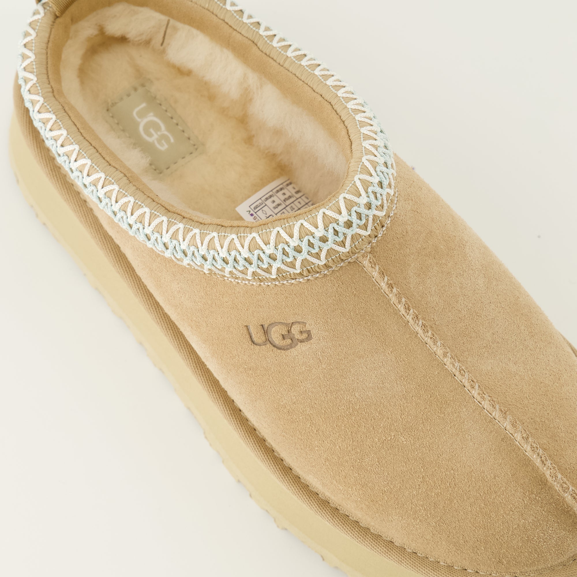 UGG Tazz II slides, beige suede slides, comfortable slip-on shoes, autumn-winter footwear, sustainable shoes