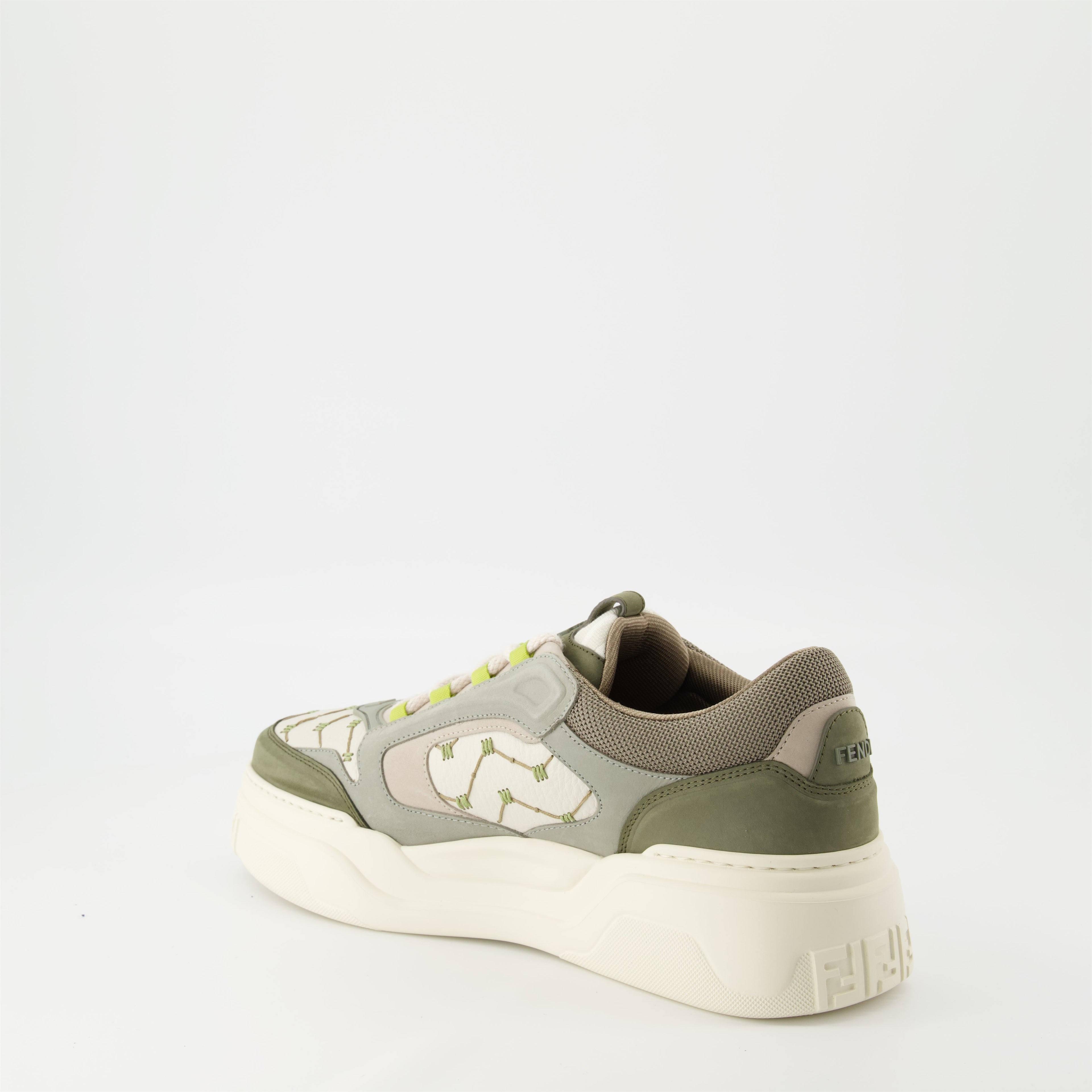 Fendi Force Sneakers, Green Sneakers, Luxury Sneakers, Grained Leather Sneakers, Summer Footwear