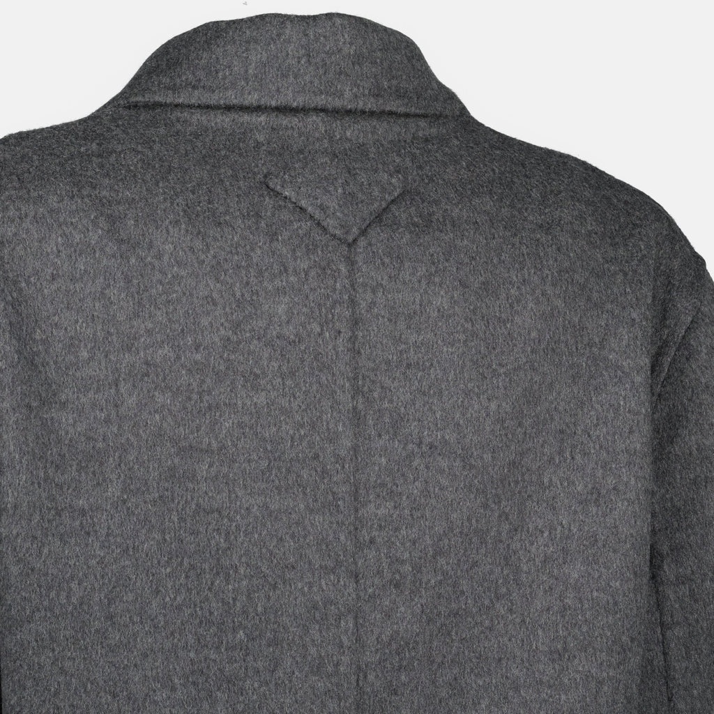 Prada coat, grey wool coat, long coat, Prada collection, Fall-Winter fashion