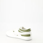 Image of G Move White & Blue Leather Sneakers by Givenchy for Men - Season Spring-Summer 2025 - Back Right Three-Quarter View