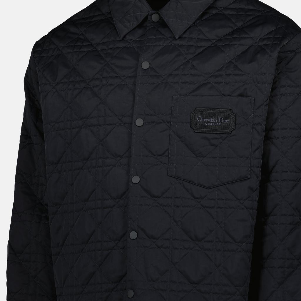 Cannage overshirt, Dior, quilted design, men's fashion, black overshirt