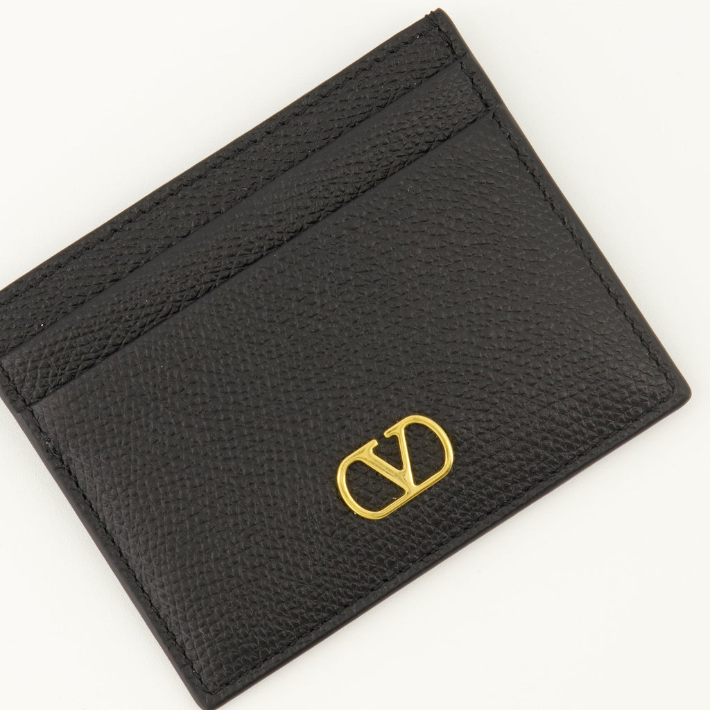 Valentino VLogo card holder, black leather card holder, luxury accessories, smooth calfskin card holder, designer cardholder