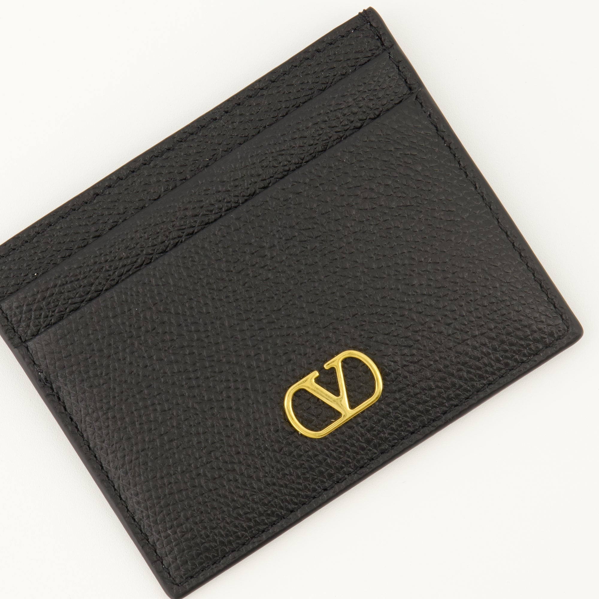 Valentino VLogo card holder, black leather card holder, luxury accessories, smooth calfskin card holder, designer cardholder