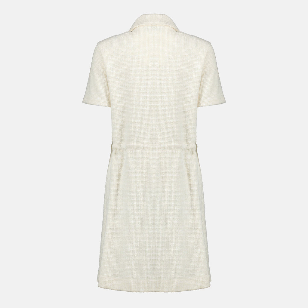 Imagem de um vestido mini bege da Moncler para mulheres - Temporada Primavera-Verão 2026 - Vista Traseira