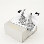 Silver earrings, Rabanne Pixel earrings, Draped design earrings, Metallic mesh jewelry, Spring-Summer 2025 accessories