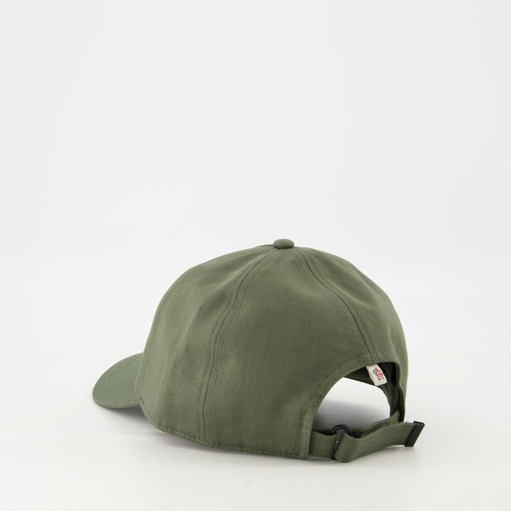 khaki cap, Moncler Grenoble, adjustable logo cap, cotton gabardine, fashion accessory
