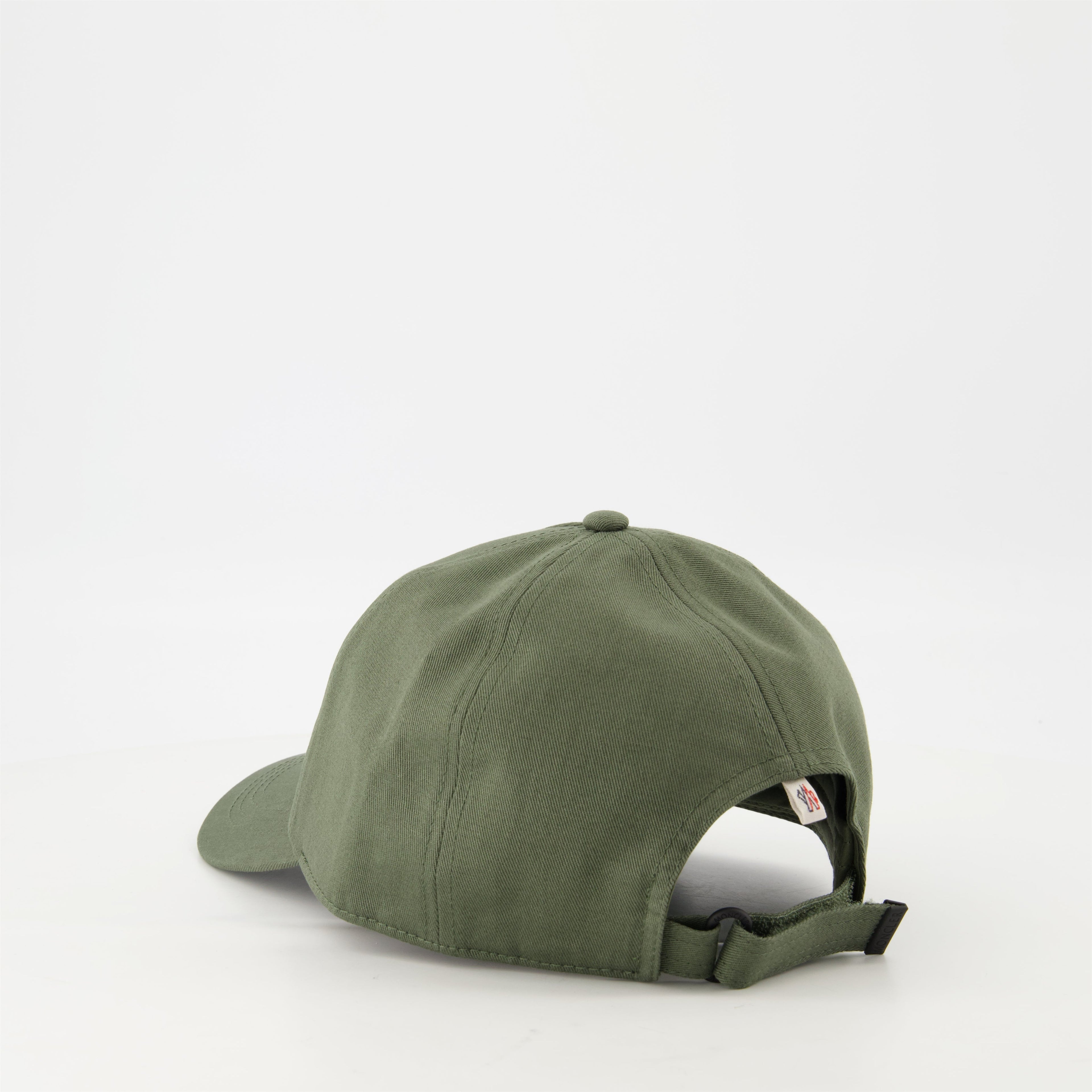 khaki cap, Moncler Grenoble, adjustable logo cap, cotton gabardine, fashion accessory
