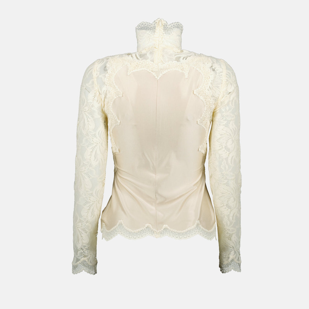 Blouse, Rabanne, Satin, Lace, Spring-Summer Collection