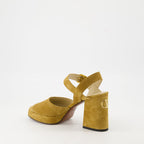 Image of Fawcette Heeled Sandals by Valentino Garavani for Women - Season Autumn-Winter 2025 - Back Right Three-Quarter View