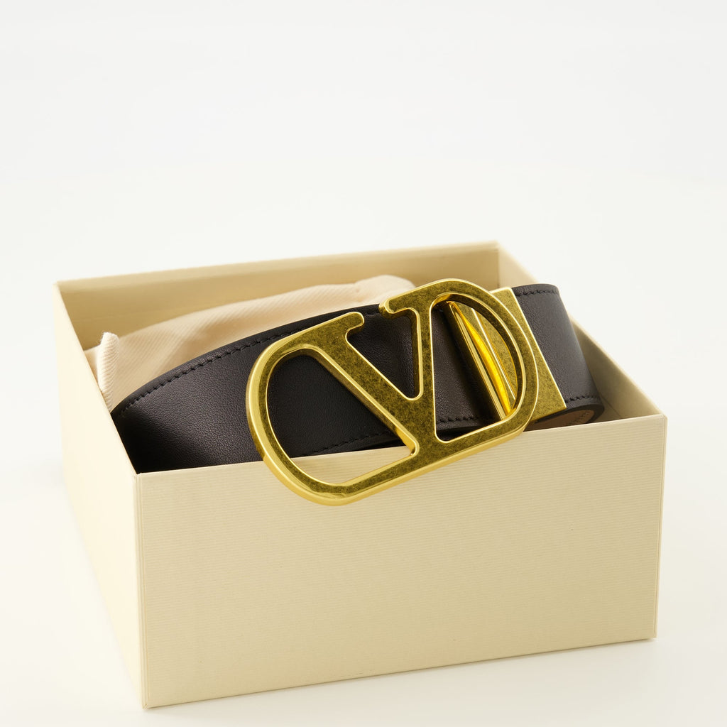 ベージュとブラックのリバーシブルVlogoベルト40mmの画像 - バレンティノ・ガラヴァーニによる女性用 - シーズン春夏2026 - 詳細ビュー5
