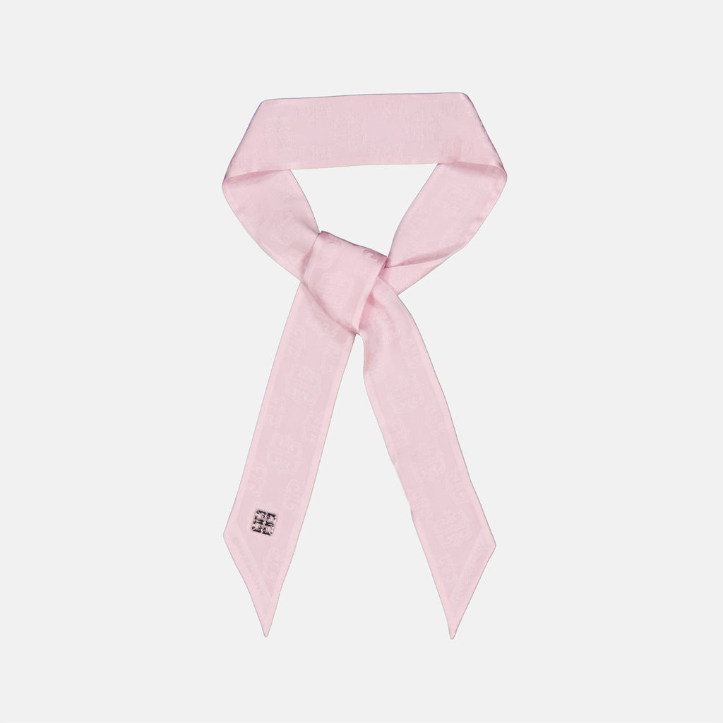 Givenchy scarf, silk scarf, 4G Liquid design, luxury accessory, rose scarf