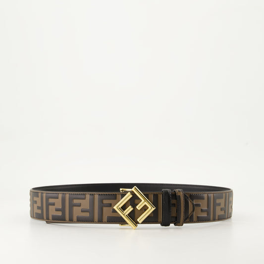 FF Diamonds belt, reversible leather belt, embossed pattern belt, Fendi collection belt, Autumn-Winter 2024 belt