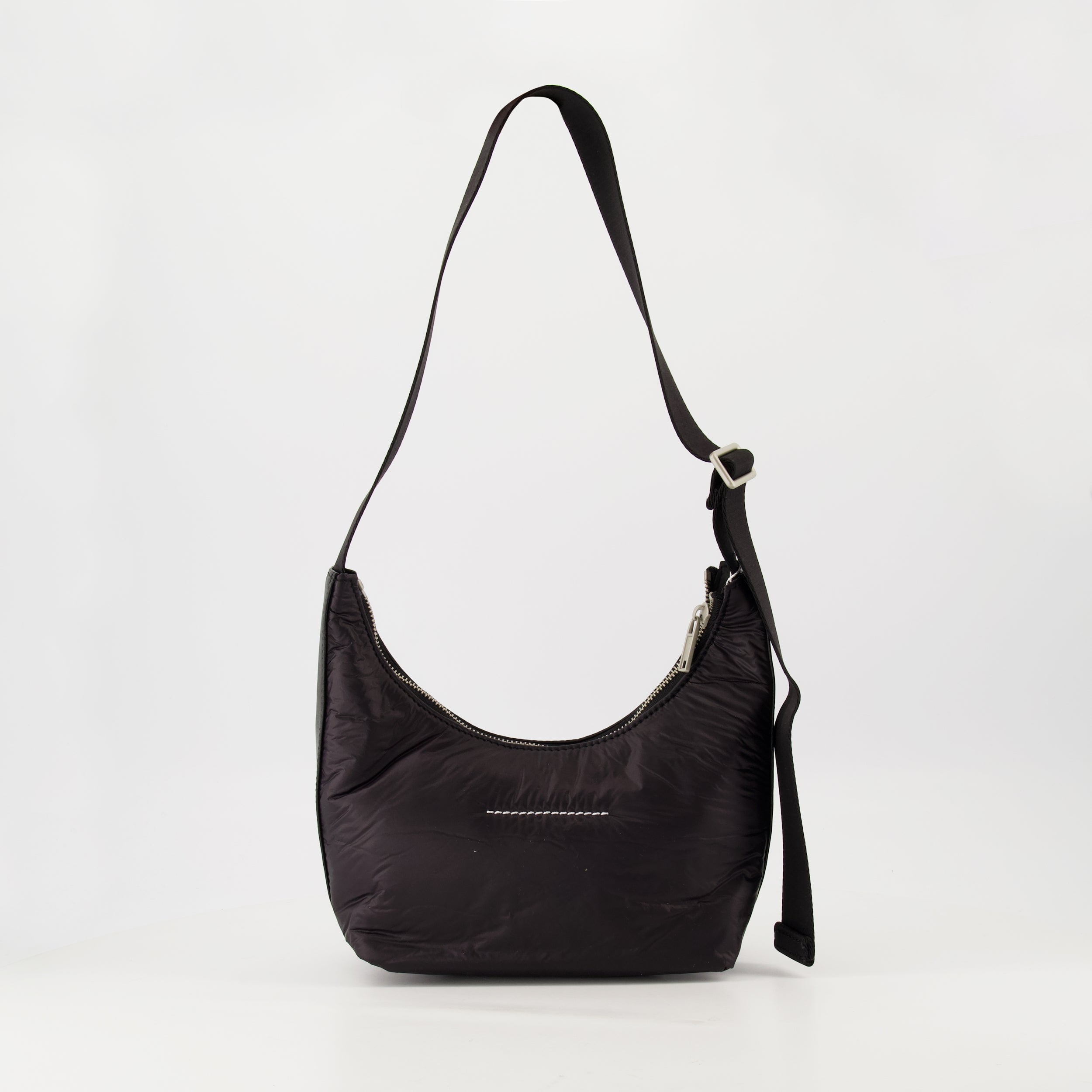 black hobo bag, MM6 bag, nylon handbag, designer accessories, Spring-Summer collection