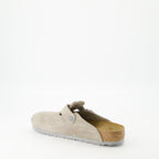 Boston Mules, Birkenstock, gray mules, comfortable footwear, nubuck leather