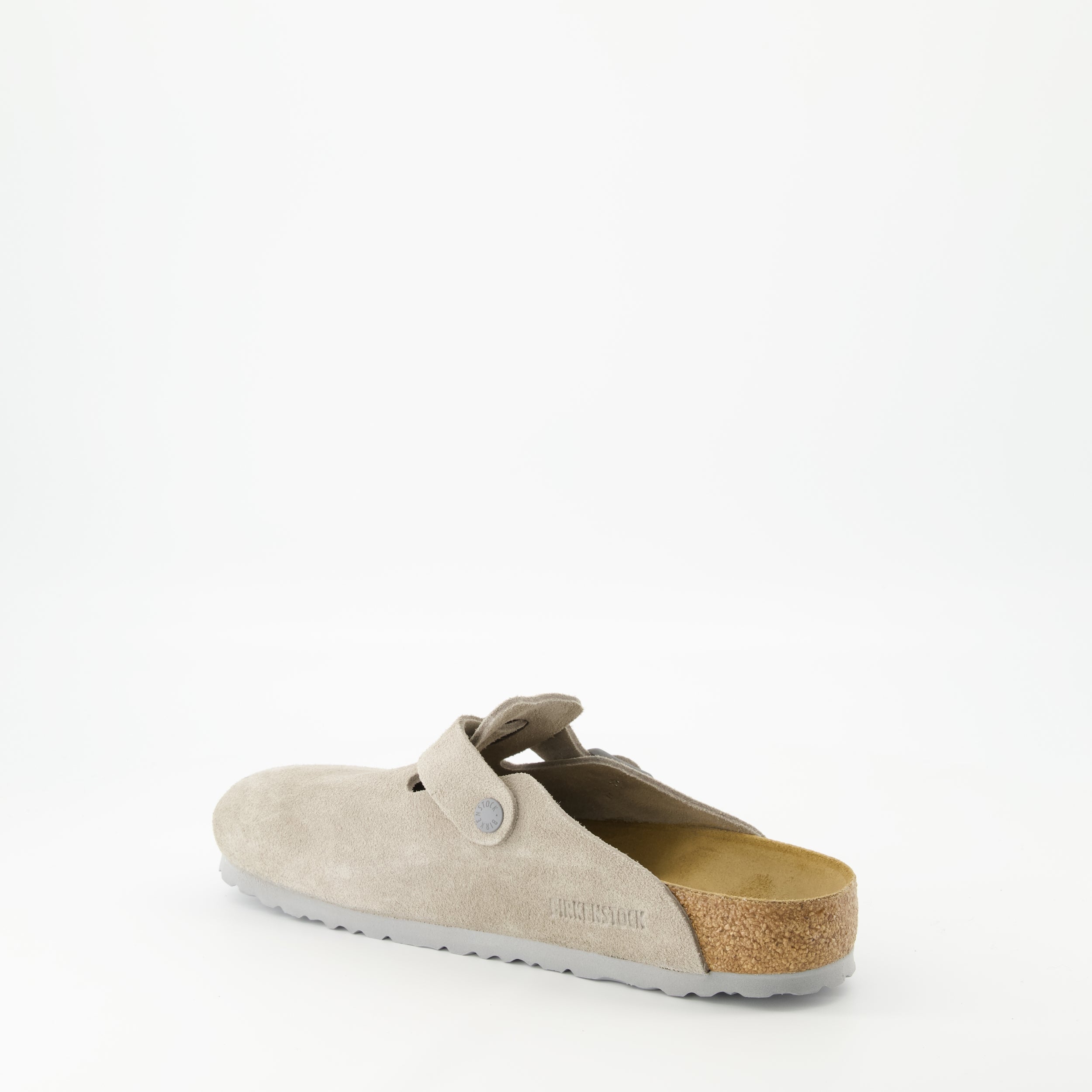 Boston Mules, Birkenstock, gray mules, comfortable footwear, nubuck leather