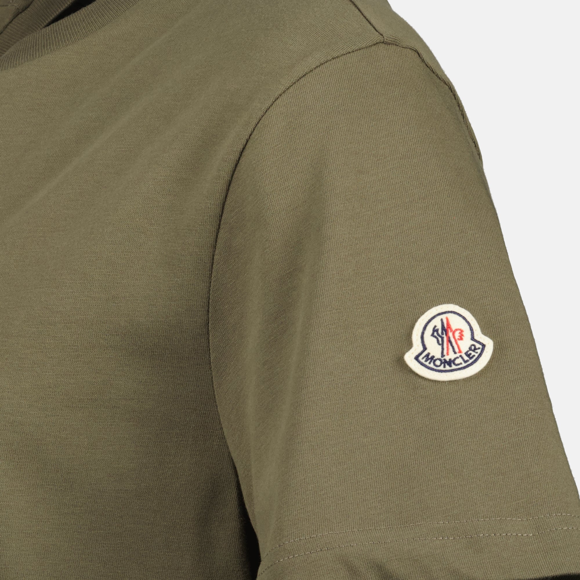 Image of Kaki Monogram T-Shirt by Moncler for Men - Season Autumn-Winter 2025 - Detail View 2