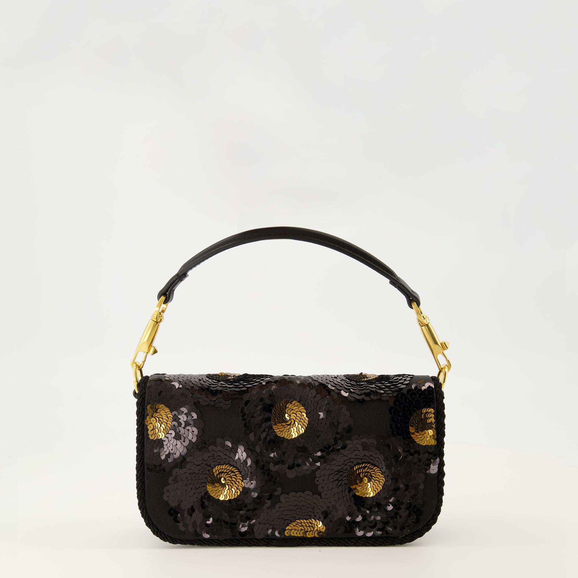 Valentino Garavani, black sequin bag, designer accessories, autumn-winter collection, fashion handbags
