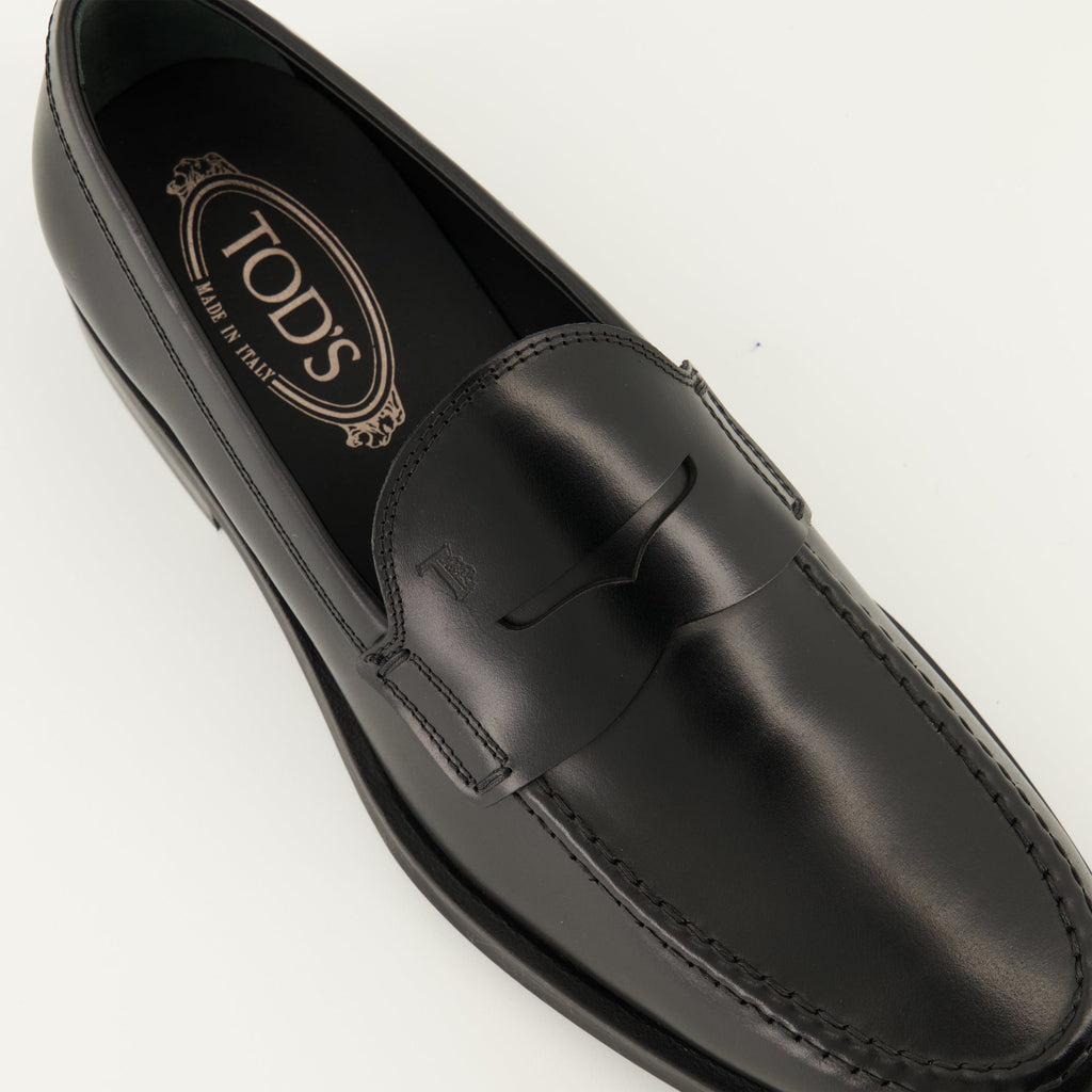 black leather loafers tods men 15592964063612