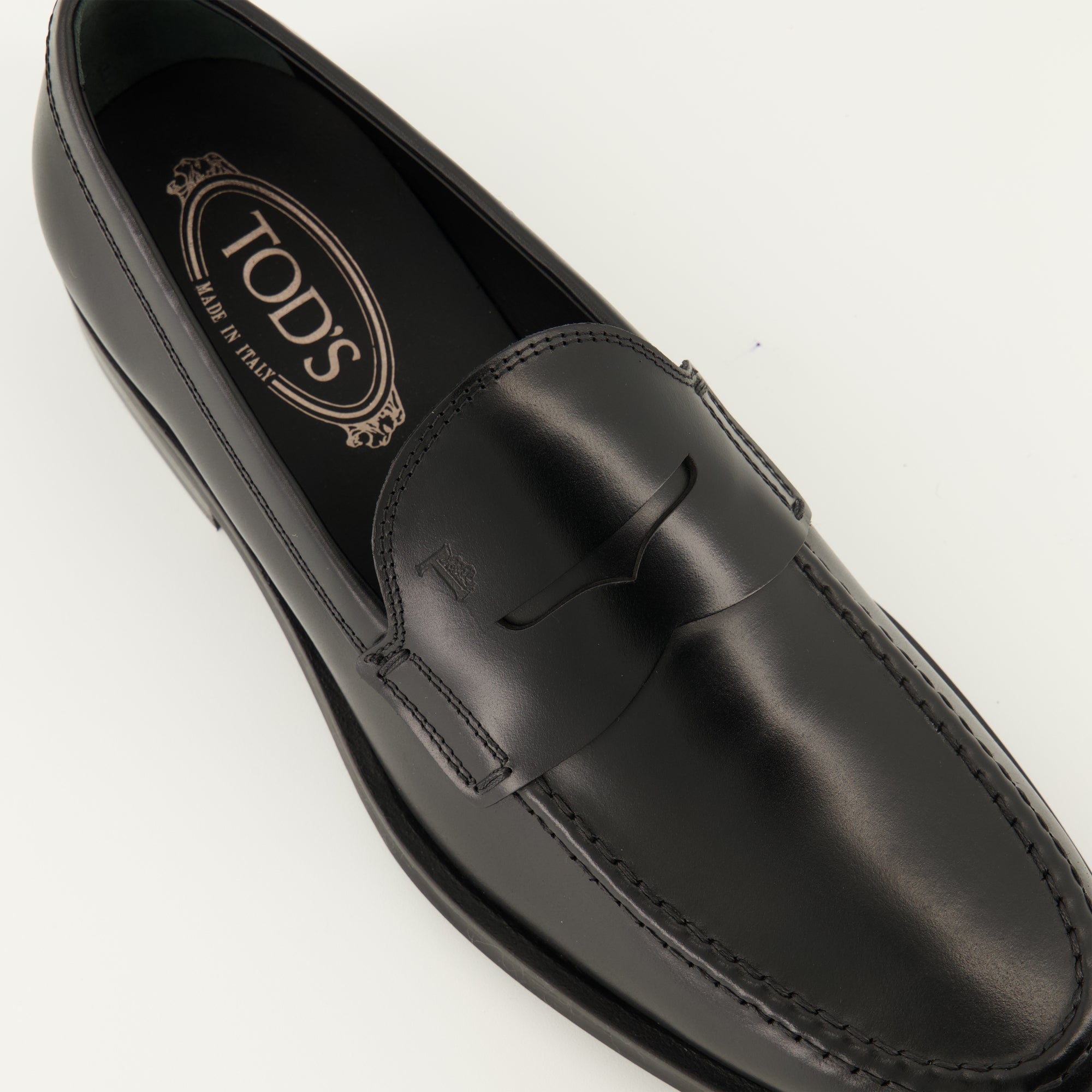 black leather loafers tods men 15592964063612